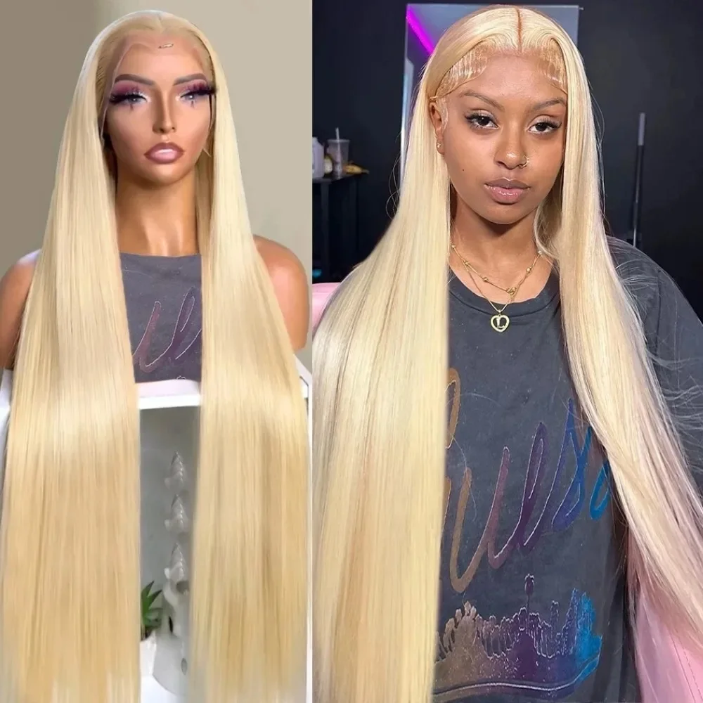 

613 Honey Blonde Straight Wigs 46 Inch 100% Human Hair Wig 13x6 HD Transparent Lace Frontal Brazilian Pre Plucked Wigs For Women