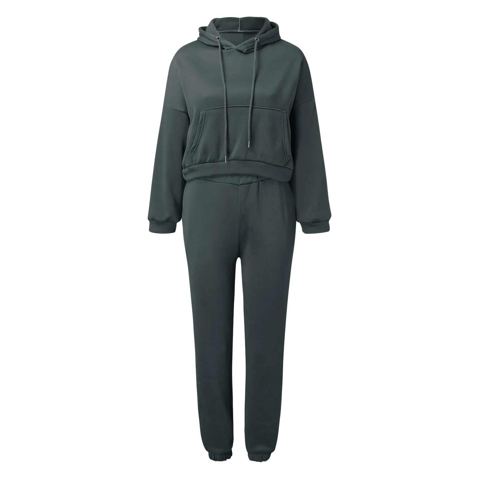 Women Tracksuit Solid Color Simple Two Piece Sets Hooded Sweatshirts Streetwear Pants Suit Sweatpants Jogging Trousers Outfits