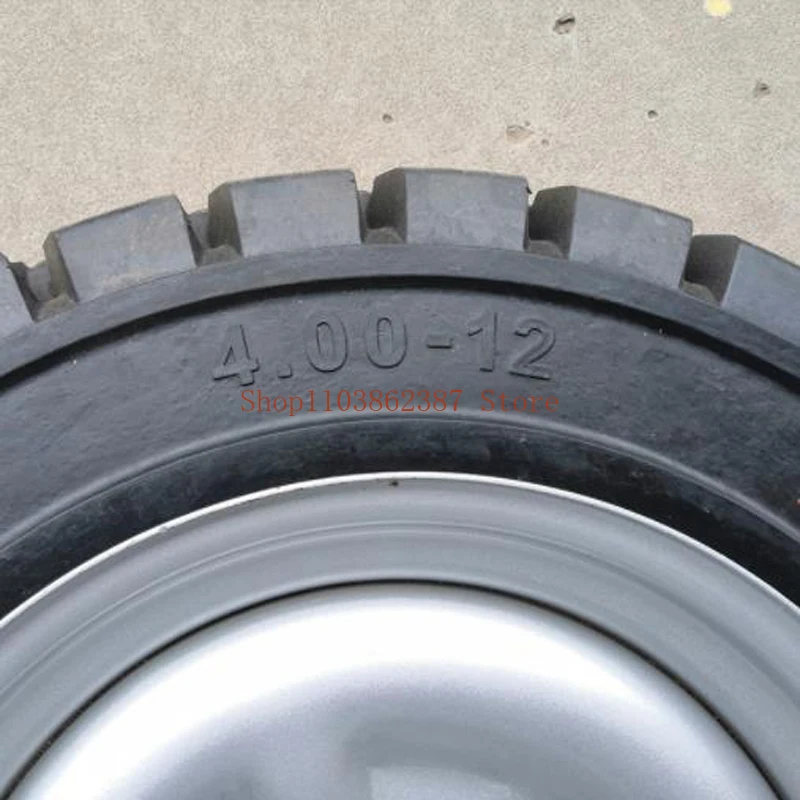 4.00-12 Four-hole Solid Tire 70mm Steel Ring Engineering Electric Wheel Tricycle Rubber