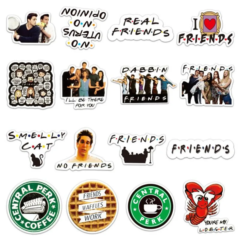 50PCS cartoon American TV series friends trolley waterproof guitar skateboard graffiti stickers car decoration