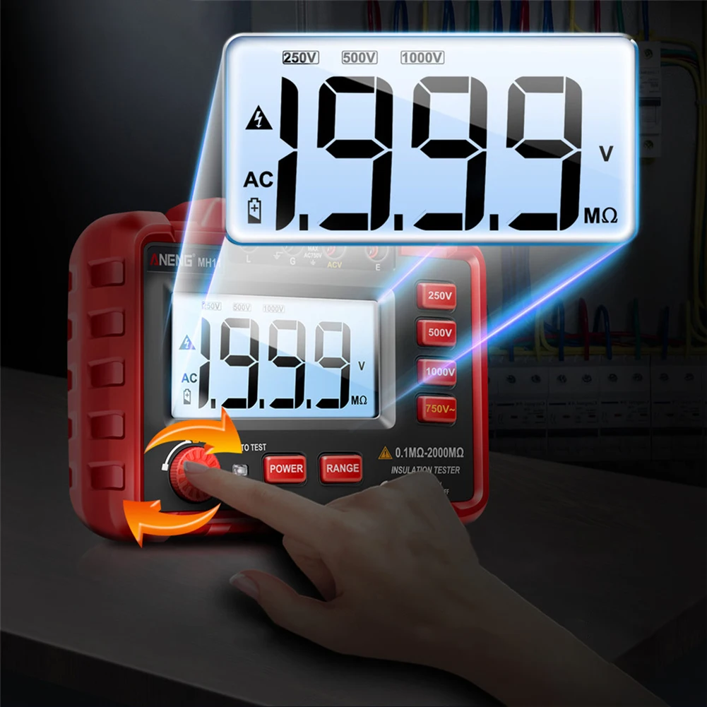 MH11 Digital Megohmmeter Isolamento Resistência Testadores, 2000 Counts Cable, medidores de alta tensão, Ohm Megohm Meter