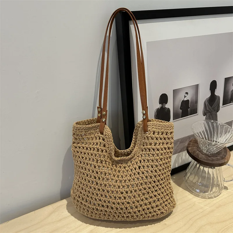 New Beach Vacations Women's Bag Girl Tote Handbag Women's single shoulder crossbody bag High-Capacity Versatile Woven Tote Bag