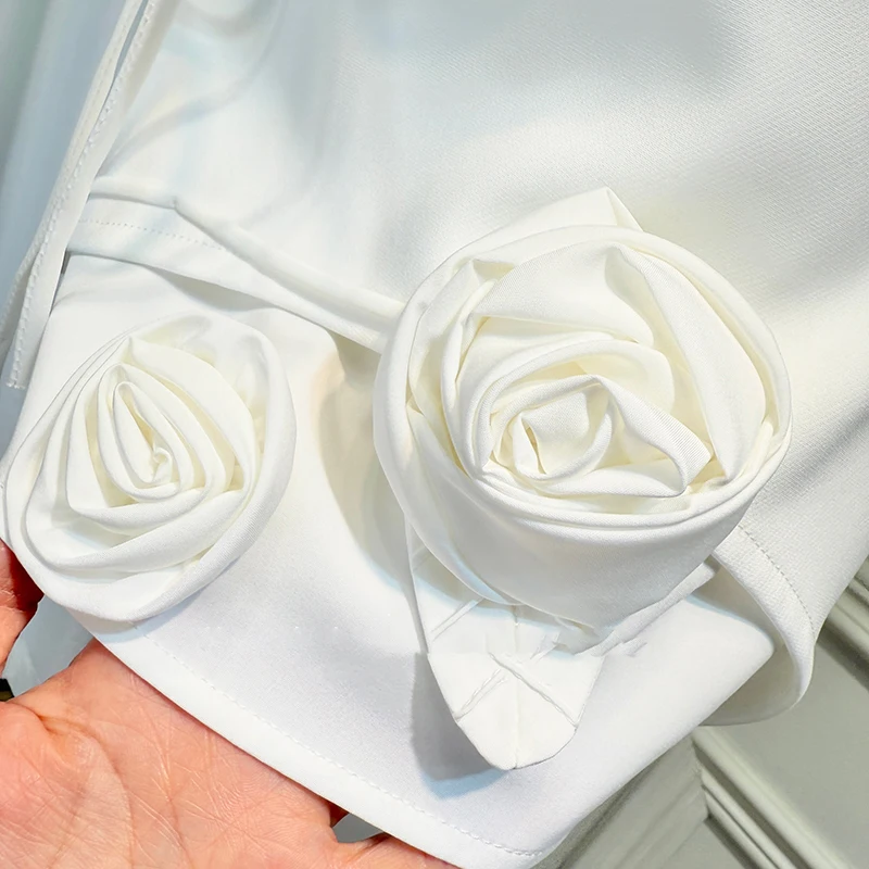 KBQ Effen Slanke Tweedelige Sets voor Vrouwen Vierkante Kraag Mouwloos Gesplitst Applicaties Tops Hoge Taille Mini Rokken Chique Set Vrouwelijke