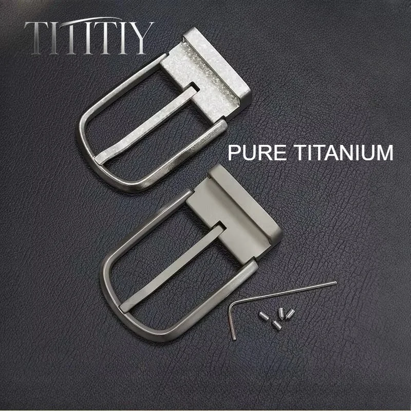 New Men's Business Pure Titanium Belt Buckles Rust-proof Hypoallergenic Titanium Pin Buckles for Leather Canvas Waistband