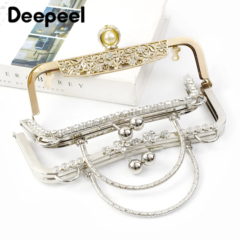 1Pc Deepeel Metal Embossed Bag Handles Retro Kiss Clasp Handmade Sewing Brackets Handbag Purse Frame Handle Hardware Accessories