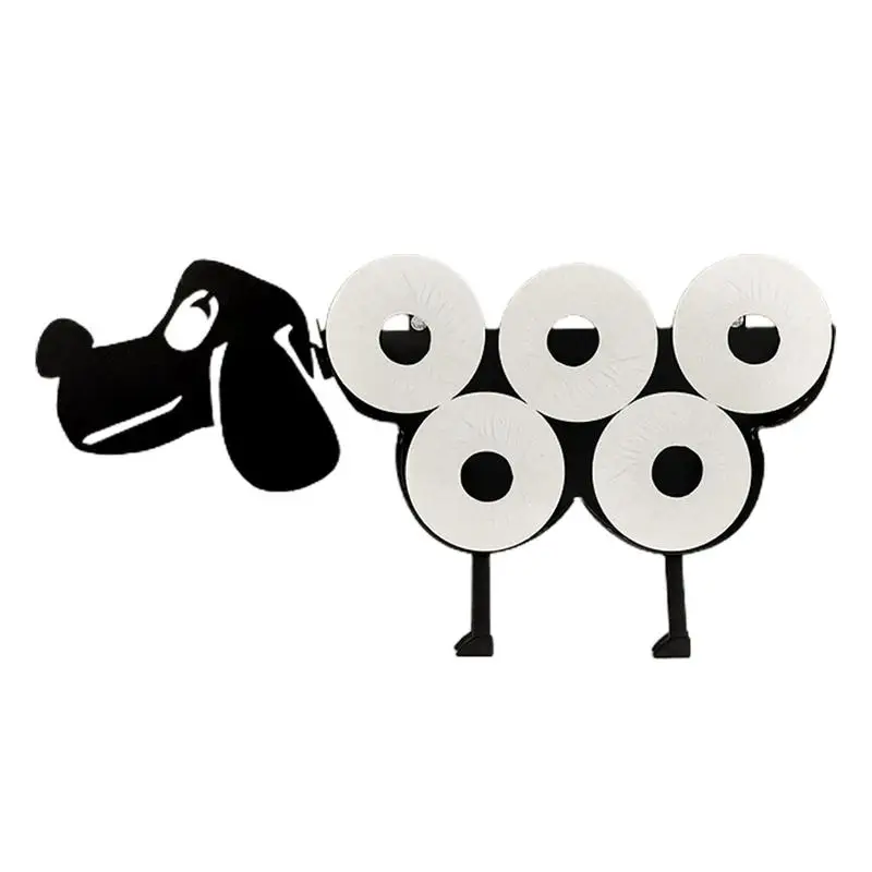 Cartoon Toilet Paper Holder Bathroom Mounted Dog Sculpture Tissue Rack Bathroom Stand Decor Accessory Dog for Tissue Holder