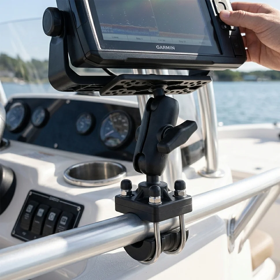 Marine-Fischfinder-Halterung mit 1,5 Zoll (38mm) Kugelgelenkarm, Boot-GPS-Halter, Radar-Detektor-Halterung für Garmin EchoMAP – Detail 2