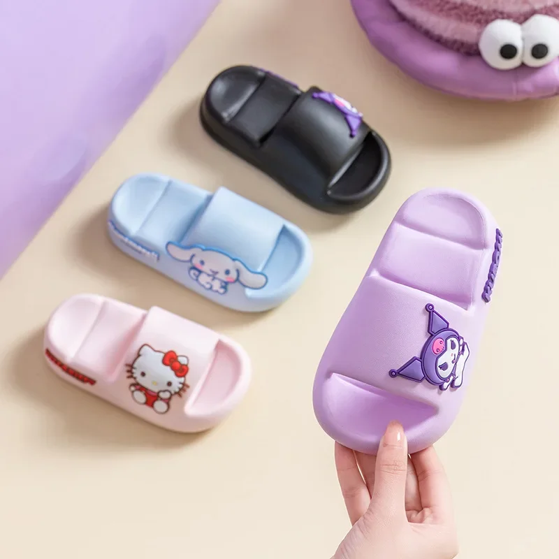 Summer Kids Home Shoes Flip Flops Baby Girls Slippers for Children Cartoon Unicorn Bathroom Antislip Thick Sole Slides 2-8 Years