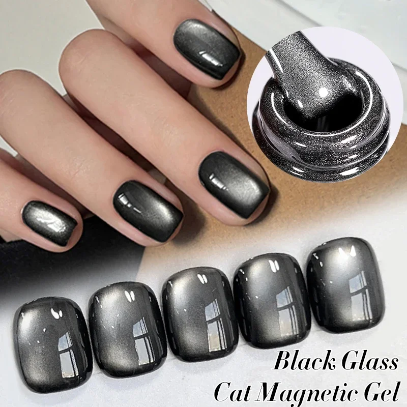 10ml vidro preto gato gel magnético unha polonês estilo punk arte do prego manicure varnis gel semi permanente para unhas de inverno