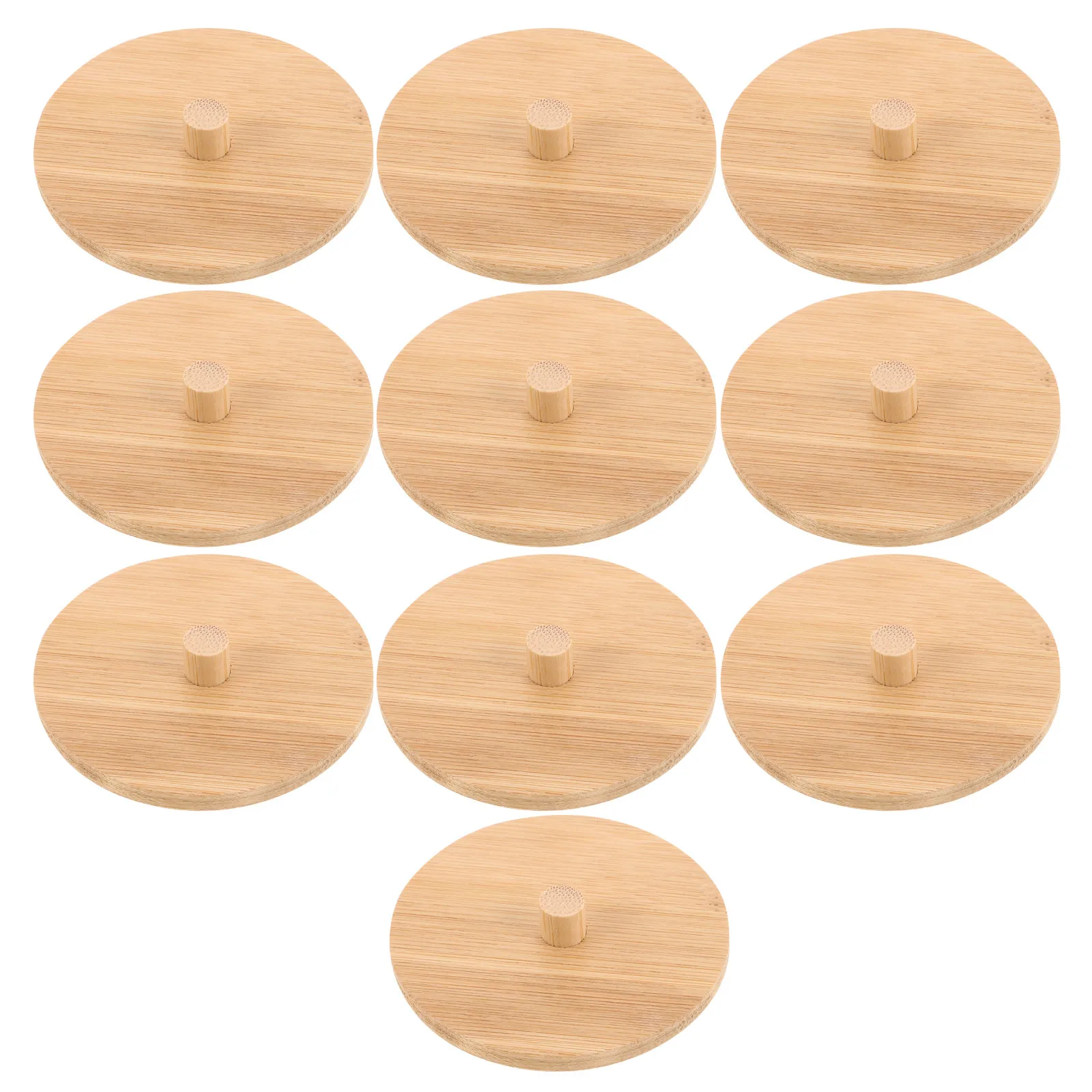 10Pcs Round Bamboo Cotton Swab Holder Lid - Moisture Resistant Minimalist Cap for Clear Canister Apothecary Jar Home Decor view 3