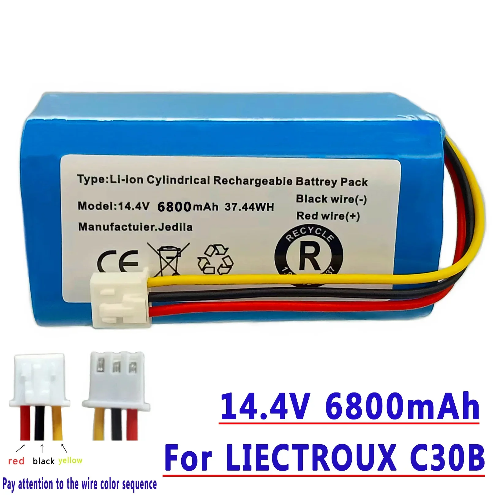 (Per C30B) Batteria originale ad alta capacità per aspirapolvere robot LIECTROUX C30B, 12800 mAh, cella al litio, 1 pz/pacco