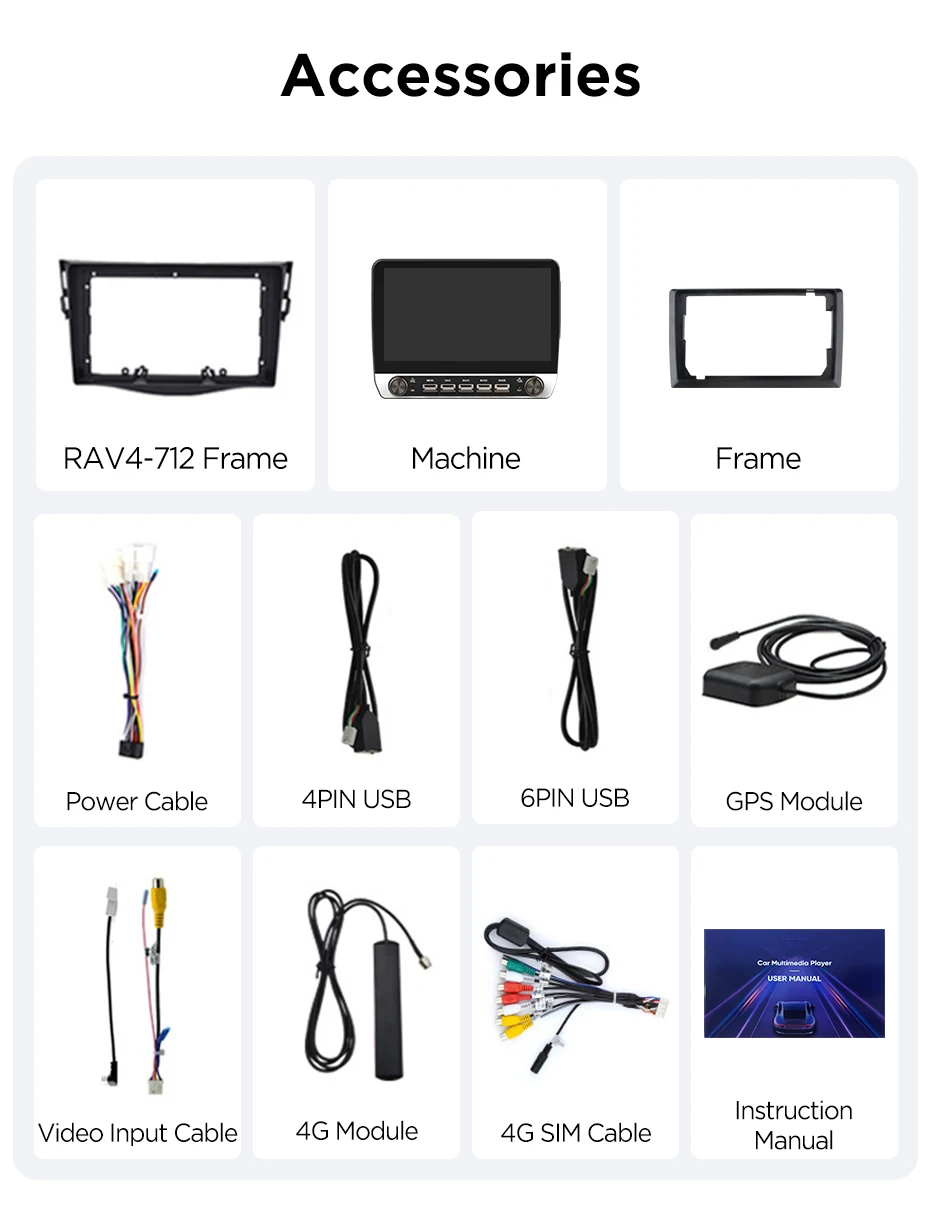 Junsun 10,1-Zoll-Autoradio für Toyota RAV4 4 2005-2013, kabelloses CarPlay, Android Auto, intelligente Systeme, IPS-Touchscreen mit physischen Tasten, DSP, GPS-Navigation, WLAN, DAB+, RDS, FM/RAM, BT, SWC, Plug-and-Play, 2DIN-Multimedia-Player – Detail 25