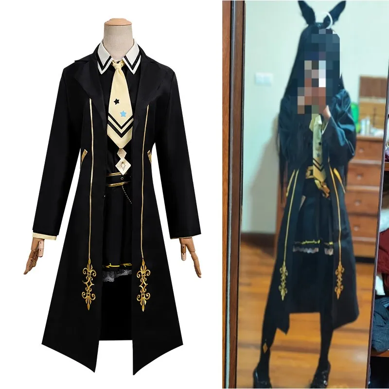 Juego de Anime Uma musume: Pretty Derby Manhattan Cafe, disfraz de Cosplay, peluca, tocado, uniforme de batalla, gabardina, disfraz de Halloween