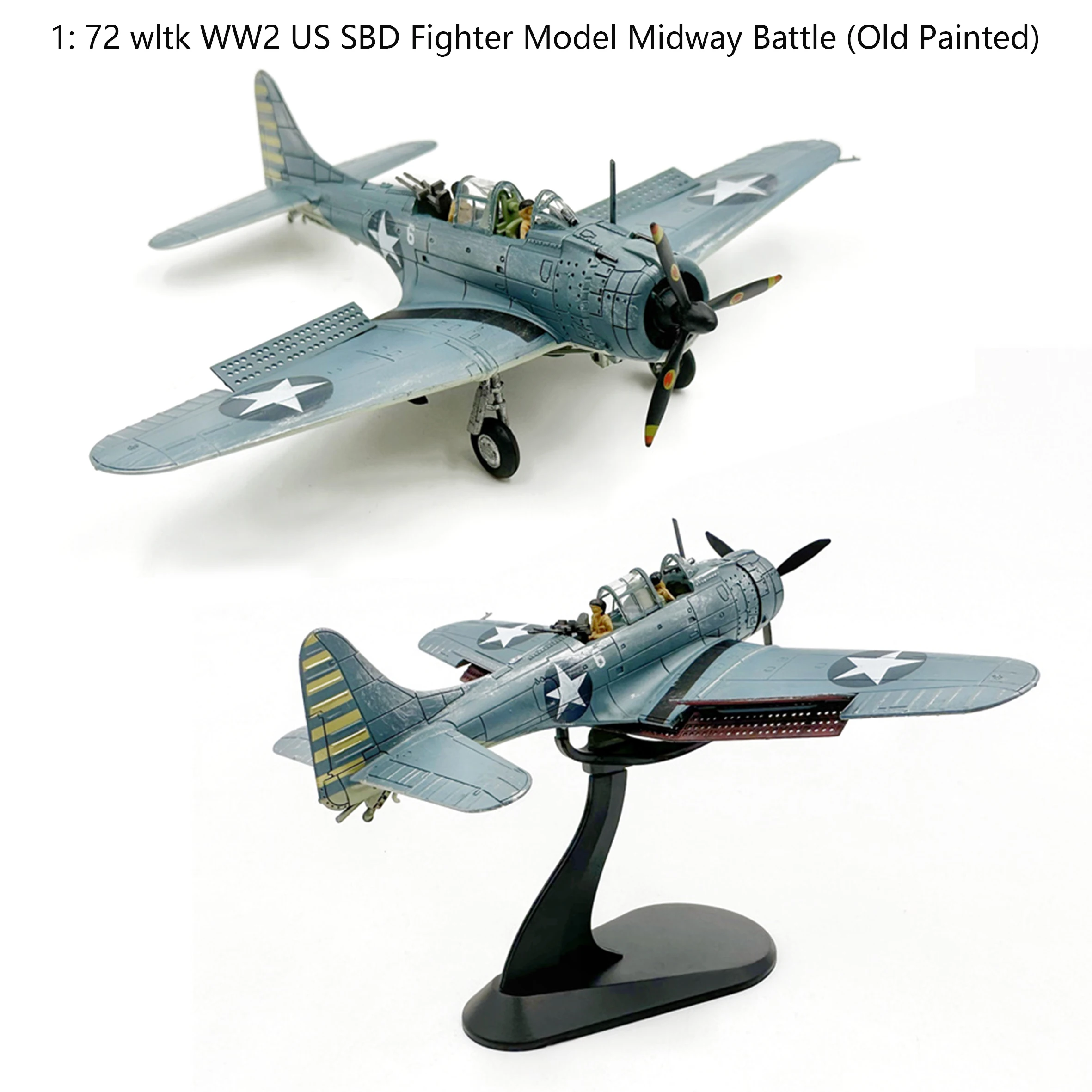 1: 72 wltk WW2 US SBD -3 Fighter Model Midway Battle (Old Painted) Finished product collection model