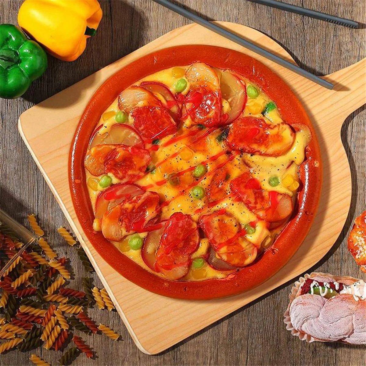 A03R Outdoor Pizza Shovel Wooden Pizza Board Homemade Baking Bread Board Home Kitchen Cutting Board Cutting Fruit Board