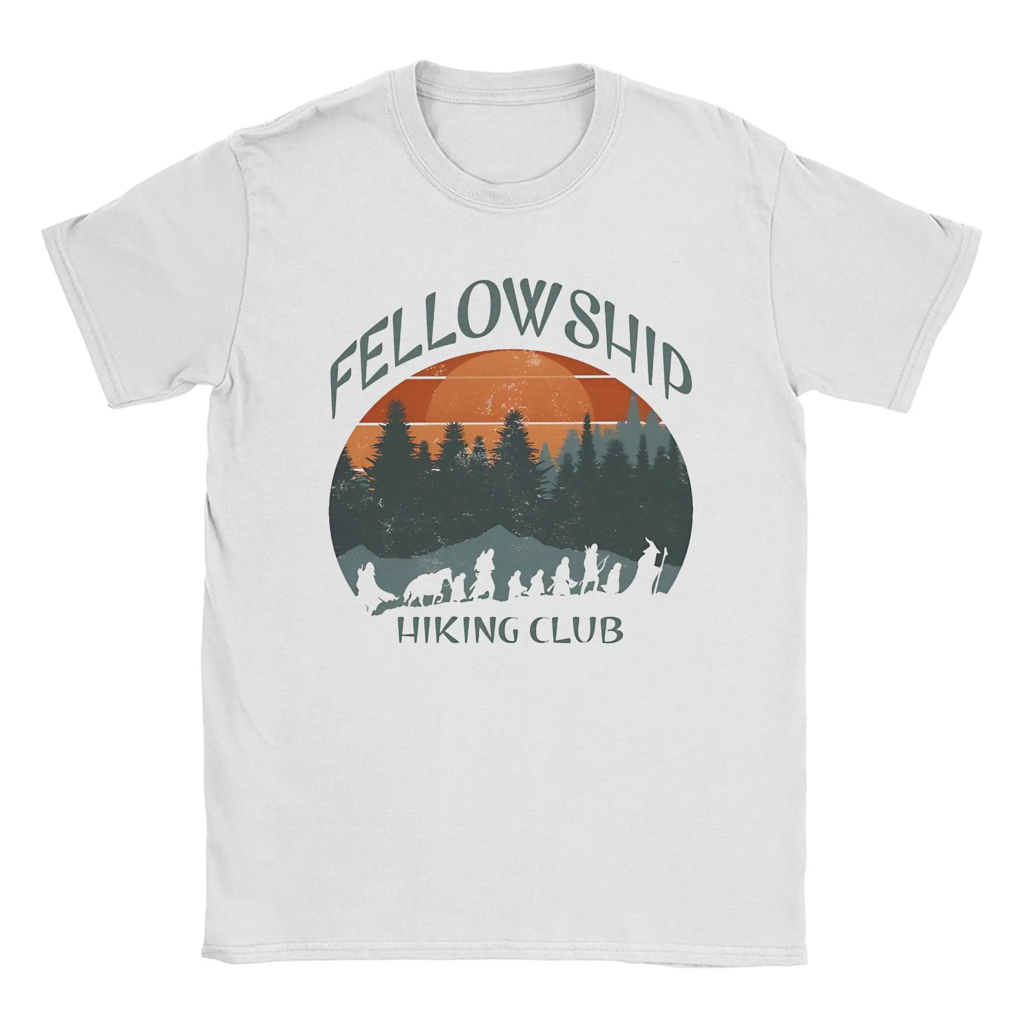L-Lords Of The R-Rings Fellowship Hiking Club T Shirt Men 100% Cotton Vintage T-Shirts Round Neck  Tee Shirt Short Sleeve merch