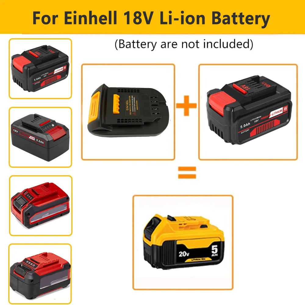 For Einhell to for Dewalt Adapter for Einhell 18V Li-ion Battery Converter to for Dewalt 20v Battery Power Tools Drill