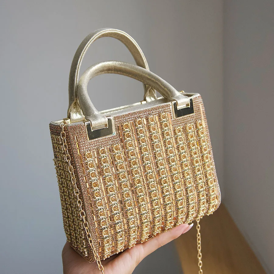 مأدبة الماس حقيبة معدنية شيونغسام حقيبة يد ريترو حقيبة مربعة صغيرة