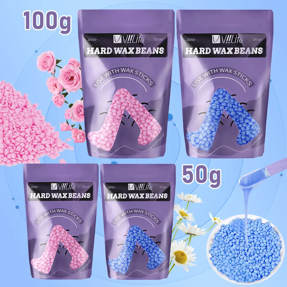 50g/100g Hard Wax Beans Solid Hair Remover No Strip Depilatory Hot Film Wax Bead Hair Removal for Full Body Bikini Leg Eyebrow