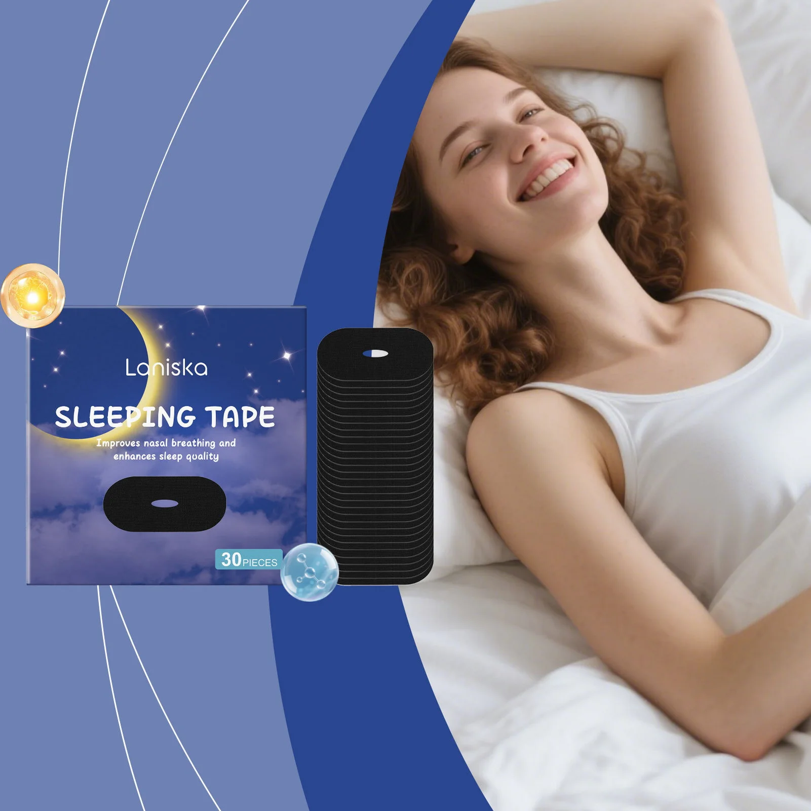 

30pcs Sleep Care Nasal Strips Nighttime Gentle Protection Breathable Thin Comfortable Sleep Patches Soothing Sleeping Lip Patch