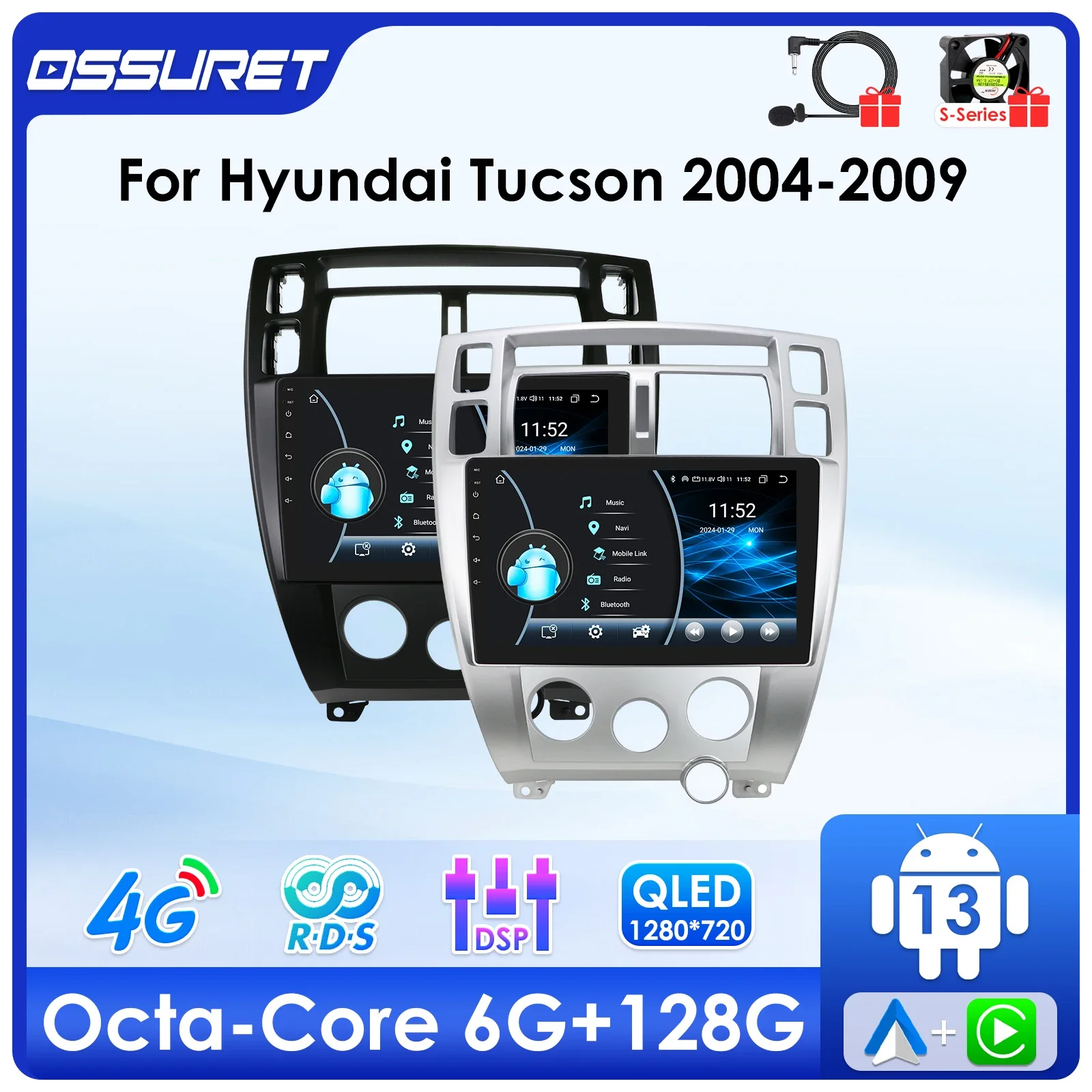 

Android 13 for Hyundai Tucson 2004 - 2009 Car radio Stereo 4G WIFI Carplay multimedia player GPS Navi screen 2DIN SWC Head Unit