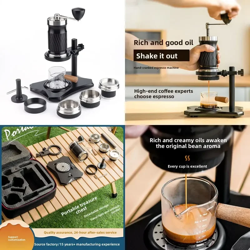 High-End 12bar Eco-friendly 600ml Capacity Espresso Coffee Machine Portable Variable Pressure Hand Home Outdoor Use