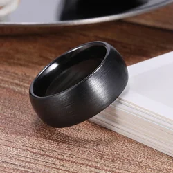 Kolmnsta 6/8mm Black Men Ring Ceramic Brushed Domed Comfort anillo hombre Wedding Band Male Matt Classic Simple Cool Dark Ring