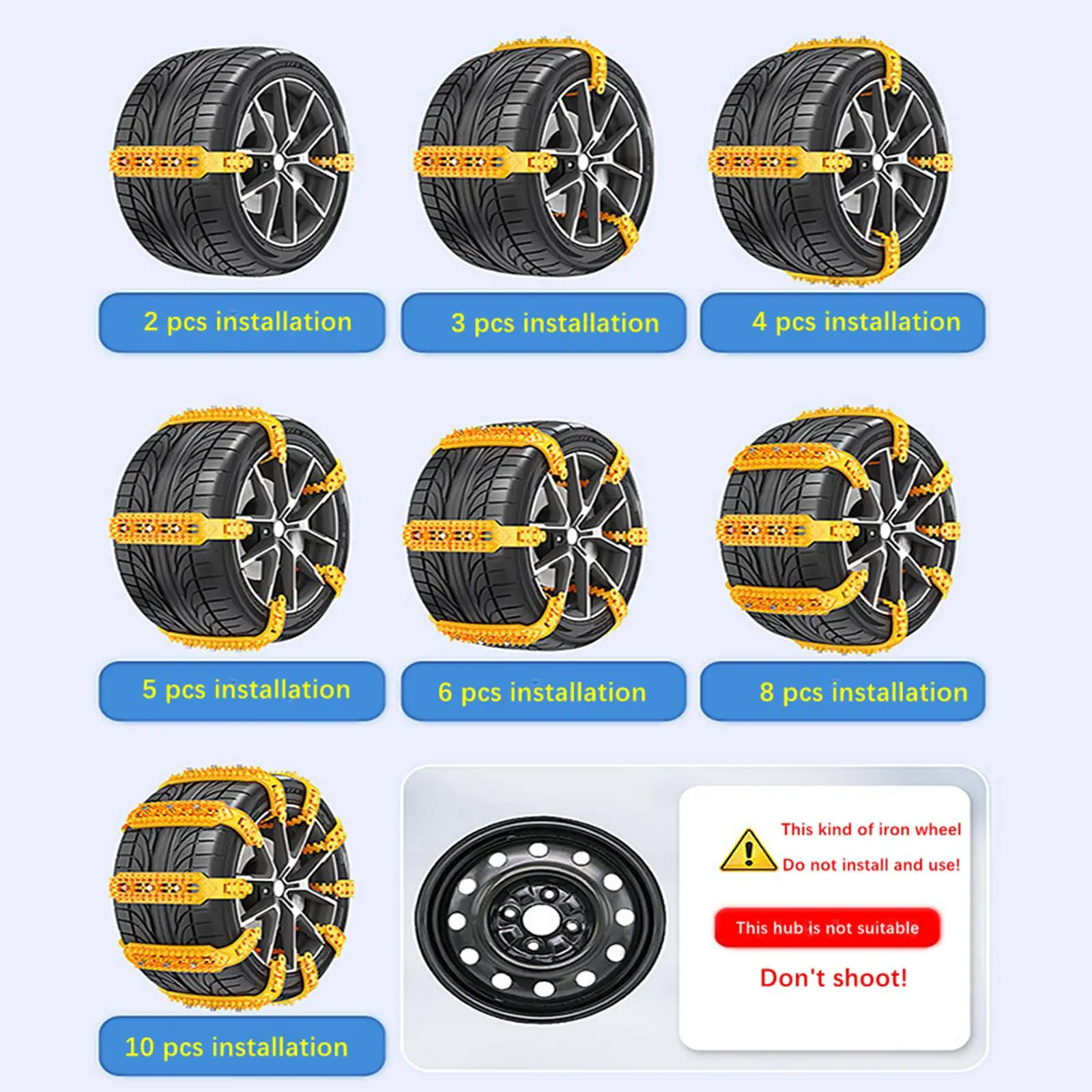 10x Universal Tire Chains for Car Anti Skid for Muddy Road Pickup Trucks