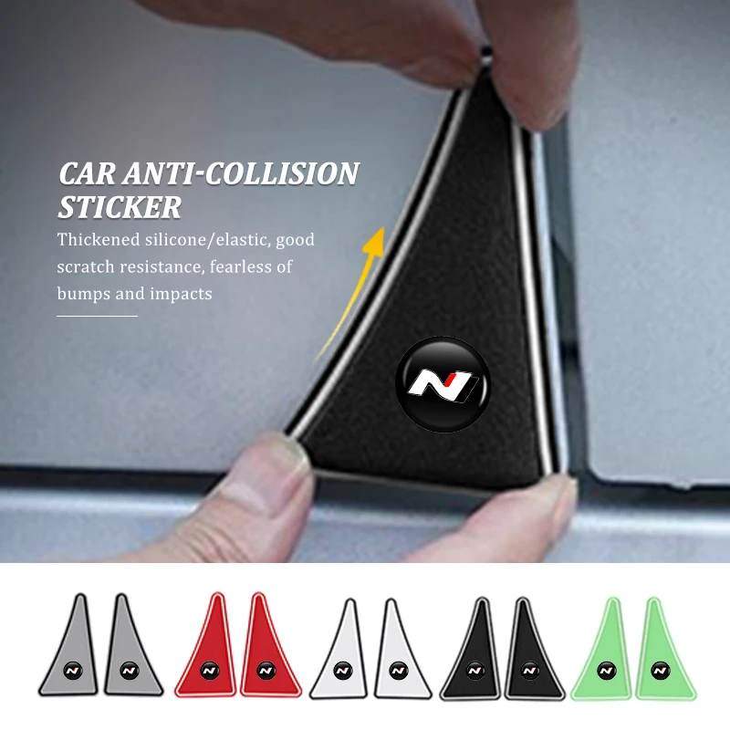 2 шт., угловая наклейка на дверь автомобиля, Мягкая резиновая защитная наклейка для Hyundai N LINE i30 i20 Sonata Accent Tucson Elantra Azera