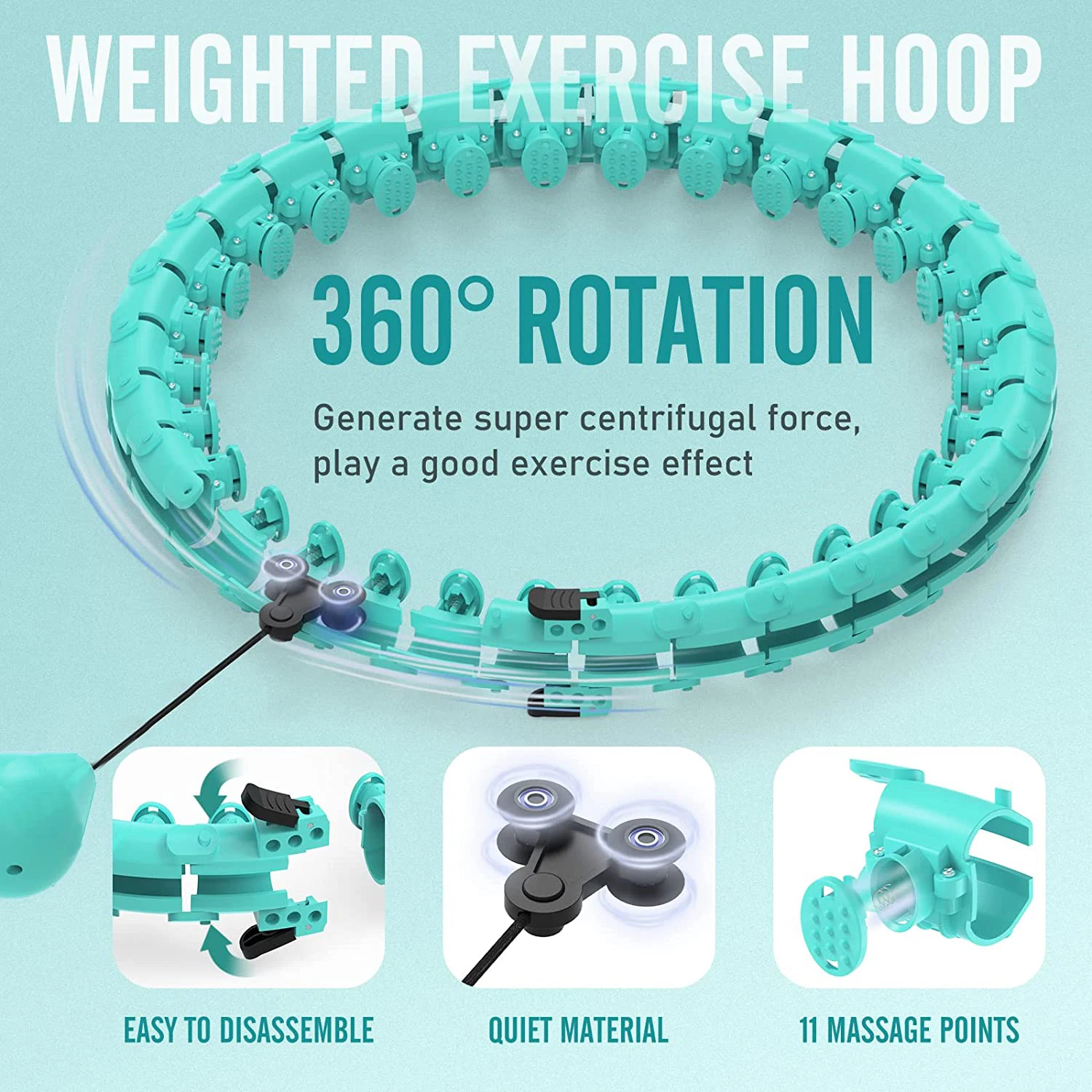 Weighted Fitness Hoop for Adults & Kids Detachable Knots Abdomen Weight Loss 2 in 1 Abdomen Fitness Weight Loss Massage