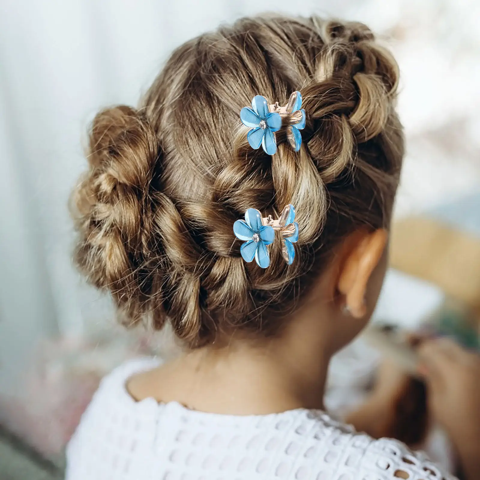 10Pcs Flower Hair Clips Mini Sparkling Barrettes Small Flower Claw Clips for Teen Daily Party Hair Accessories