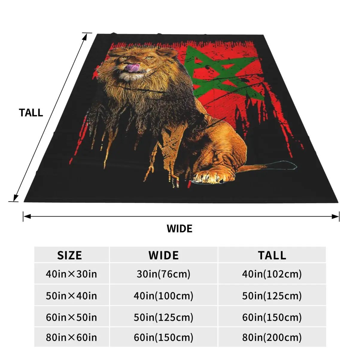 Morocco Proud Moroccan Heritage Lion Flag Kingdom Blankets Soft Warm Flannel Throw Blanket Cover for Bed Travel Home Couch