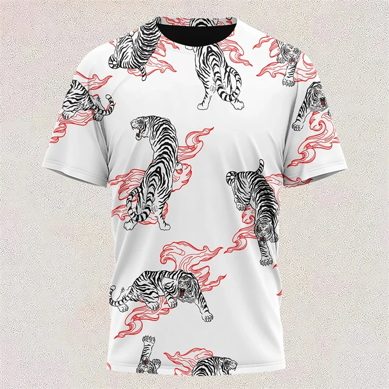 New T Shirt Colorful Tiger Graphic Short-sleeved T-shirt O Neck 3d Print T Shirts Daily Casual Short-sleeved Oversized Clothing