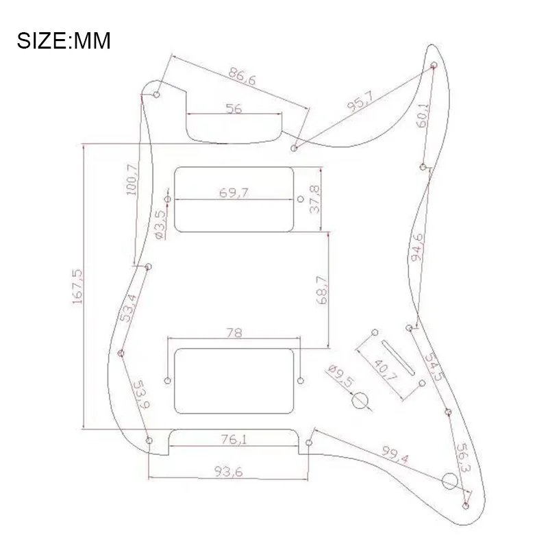 HH Electric Guitar Pickguard Two Blade/Hexagonal Screw Style Output-7.5K/15K Coil Splitting Loaded Prewired Scratchplate