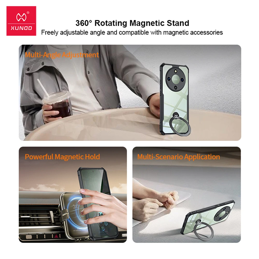 Xundd Etui do Honor X9d 5G X70 Magic 8 Lite, Ochronne etui z poduszką powietrzną, odporne na wstrząsy, z ochroną aparatu, TPU+Akryl, przezroczyste z paskami na tył — zdjęcie produktu 6