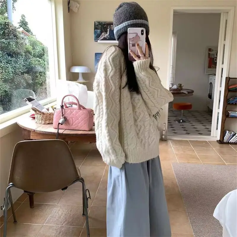 

Dongguan Daliang Knitted Sweater Twist Dongguan Dalang Woolen Sweater Autumn Long Sve round Ne Regular Fit Knittedwear