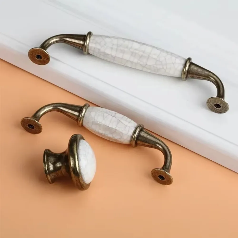 Ceramic Cabinet Door Handles Aluminum European Wardrobe Handles DIY Friendly Black White Color Cabinet Pulls Kitchen Cabinets