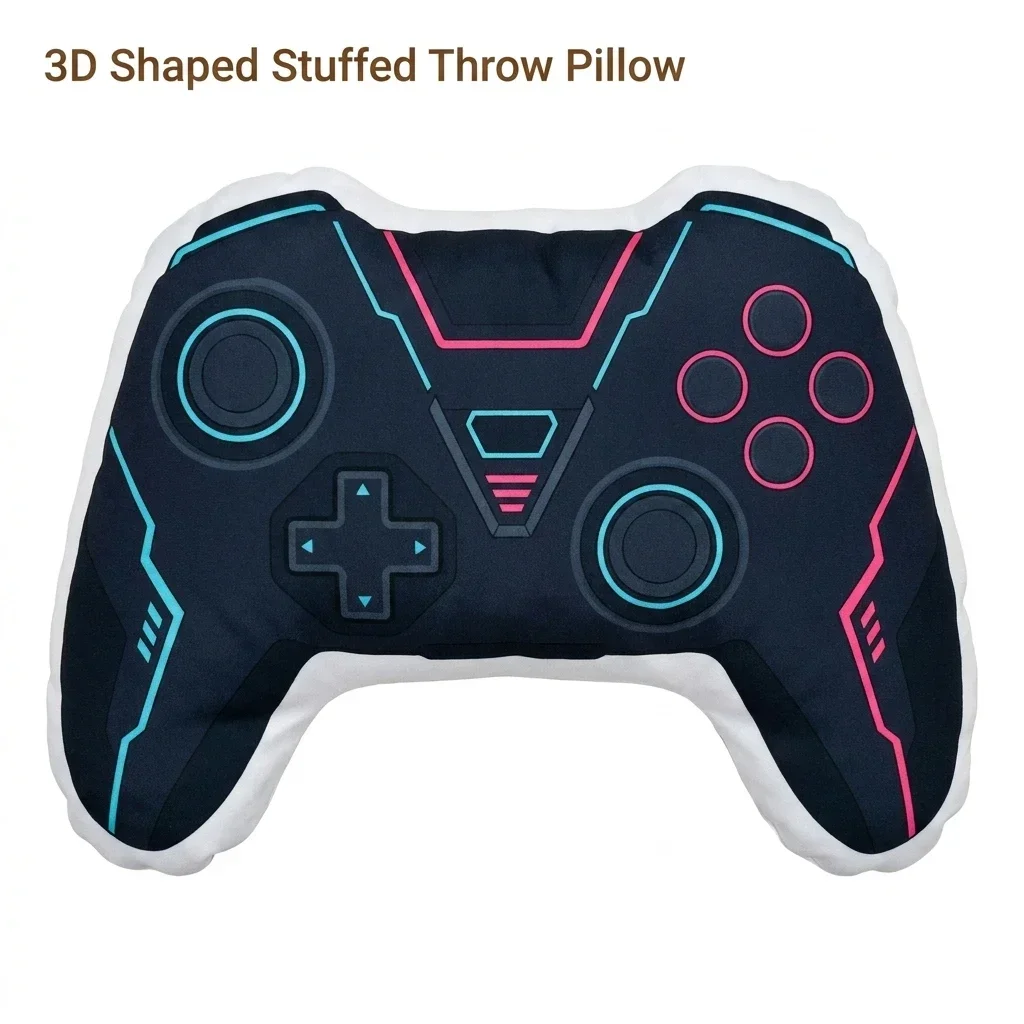 Gaming Gamepad Controller Gamer Neon Futuristic Esports Tech Plush Pillow Cushion Stuffed Throw Pillow Home Decor Gift Sofa