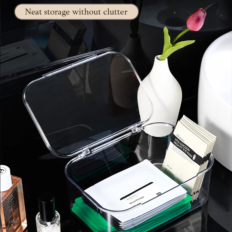 Transparent Desktop Cosmetic Storage Box with Lid Waterproof Dustproof Acrylic Desktop Organization Jewelry Make Up Organizer