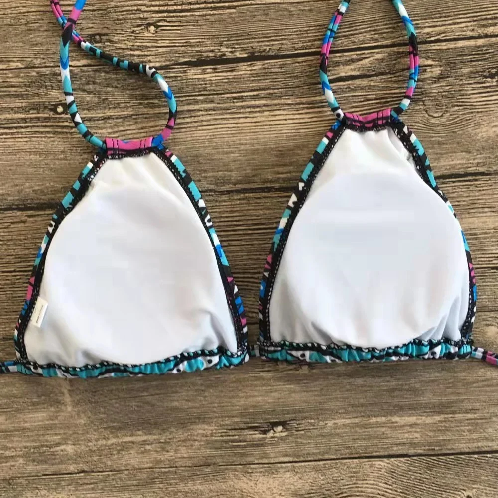 Strój kąpielowy ze stringami w stylu Vintage Boho Bikini oddzielny seksowny stroje kąpielowe bez pleców mikro stringi Trend świąteczny damskie