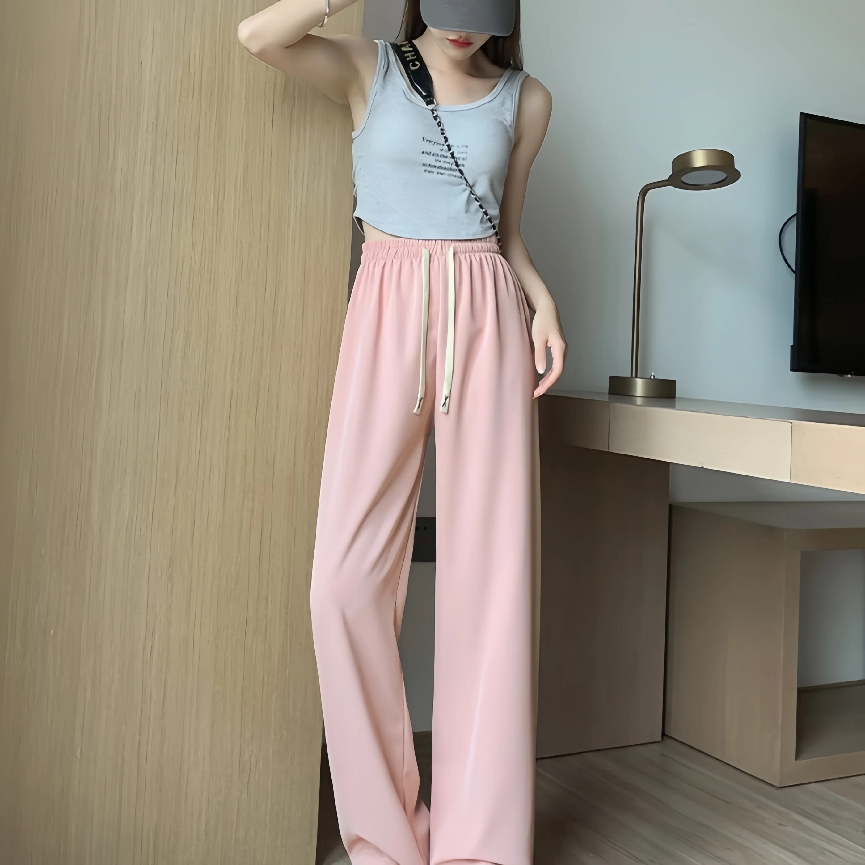 Macaron drooping suit pants women's Korean version wide leg pants thin versatile slimming straight leg pants