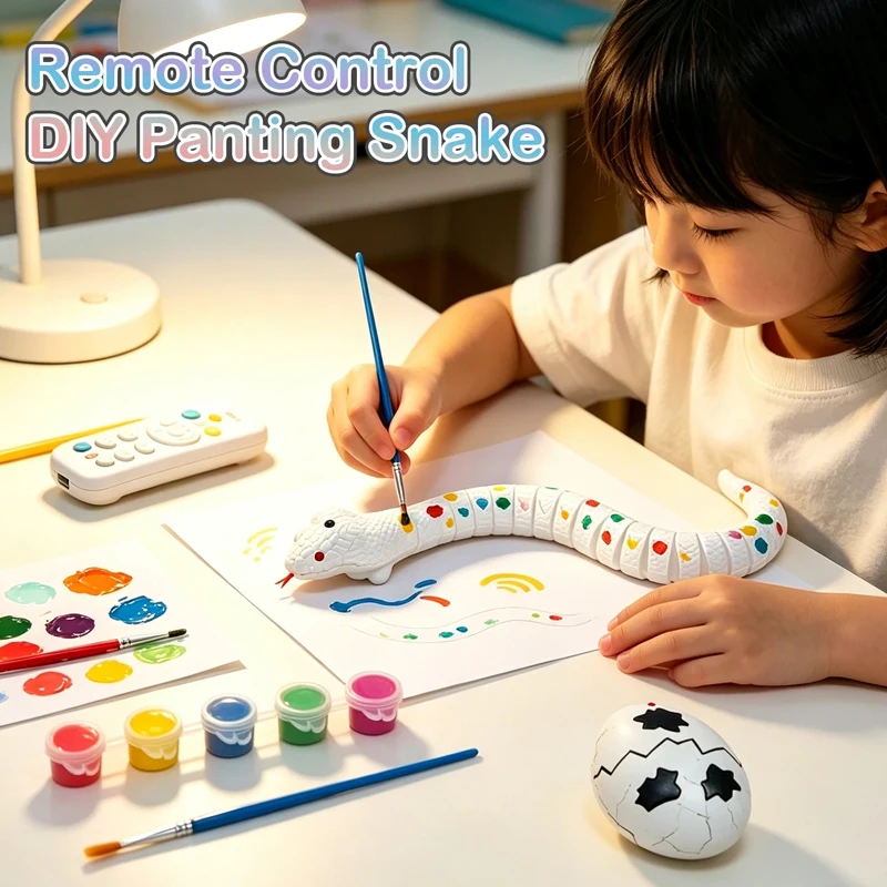 Remote Control Simulation Snake DIY Painting Draw Dual-mode Sensor RC Animal Electric Educational Toys for Kids Birthday Gifts