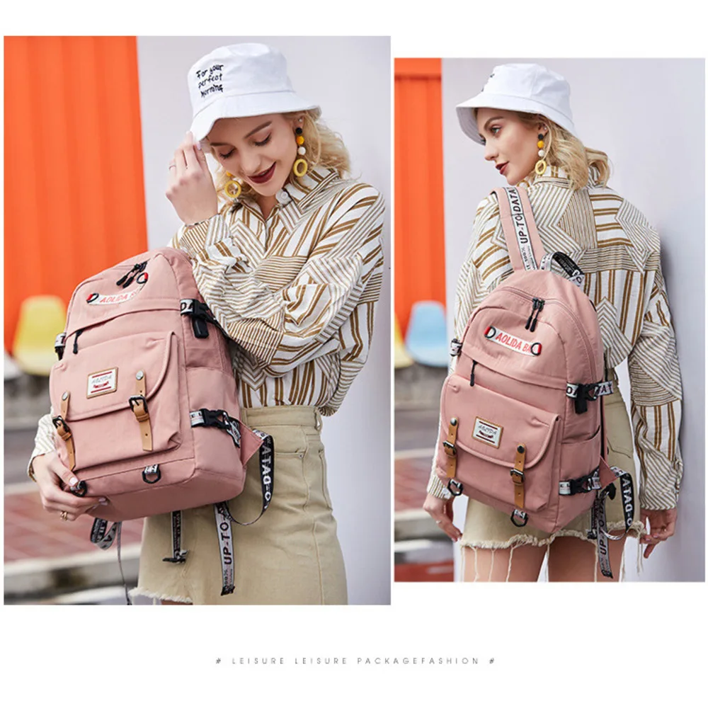 Large Capacity College Bags School Backpack For Girls High School Bookbags With USB Charging Port Lady Women Travel Backpacks