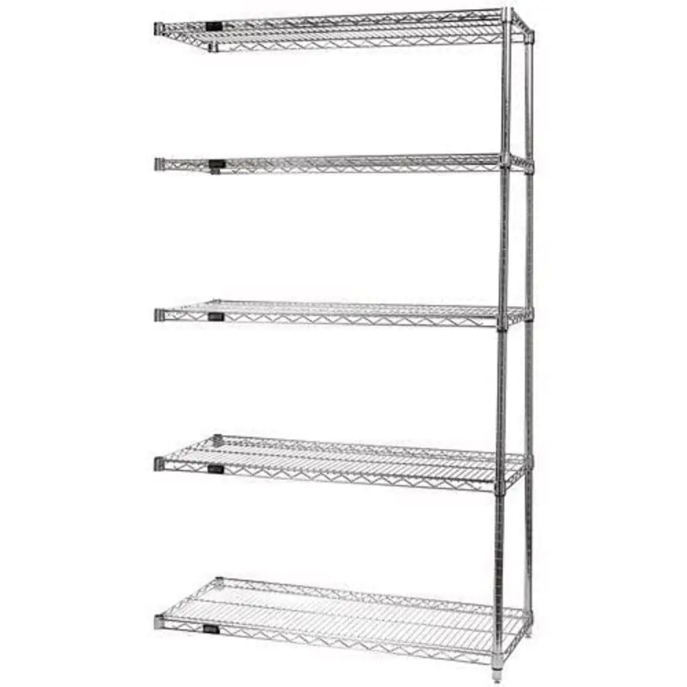 Wire Shelving Add-On Unit 5-Tier Chrome Storage Rack 54