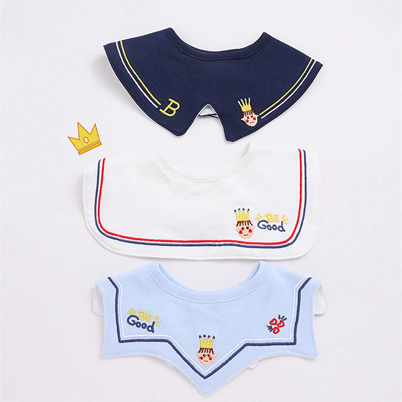 

3Pcs Baby Crown Waterproof Drool Bibs, 360 ° Rotatable Design - Specially Designed for Drooling Babies to Prevent Wetting Clothes. Made of Pure Cotton. Exquisite Embroidery Craftsmanship. Perfect Gift for Babies for Parties, Christmas, Thanksgiving, and N