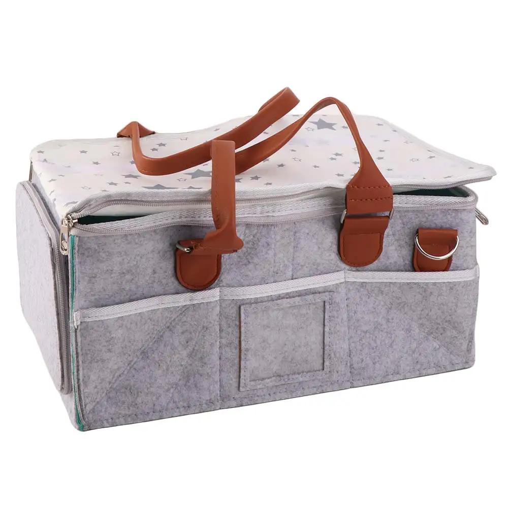

Felt Cloth Mommy Tote Bag Foldable Design Large Capacity Foldable Baby Diaper Bag Non-Woven Fabric Portable Bag Kids Lunch Bags
