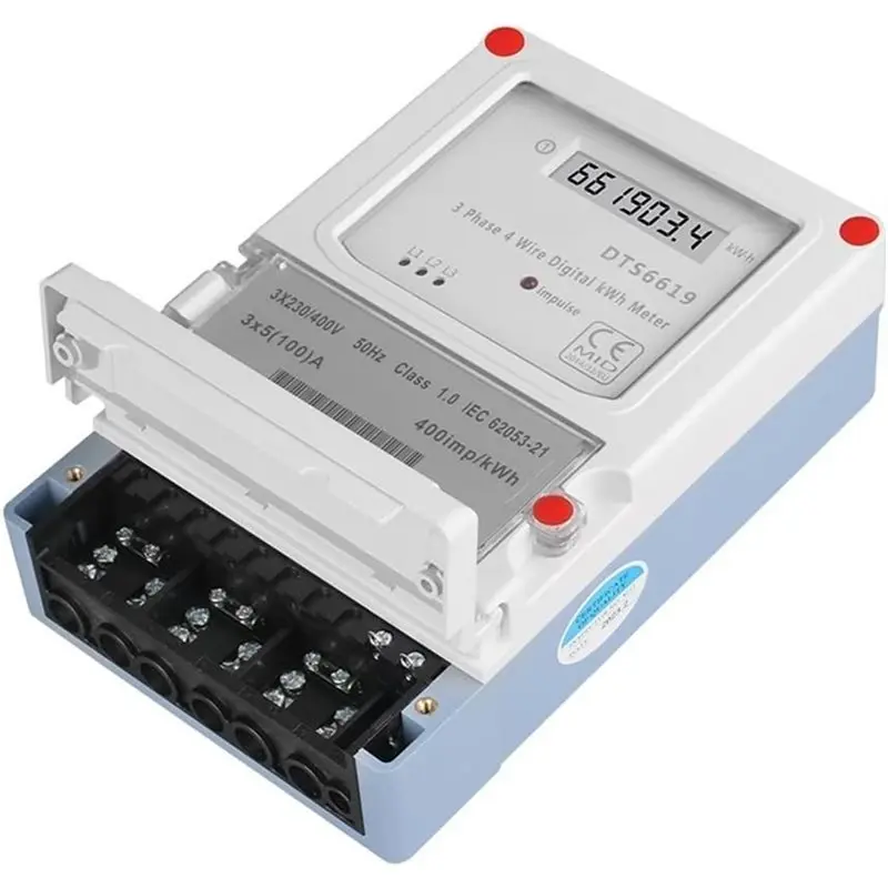 【EFFICIENT 】Power Consumption Electricity Measurement 5-100A 380V 3-Phase 4 Wires LCD Digital Energy Meter Kwh 35Mm DIN Rail Mou