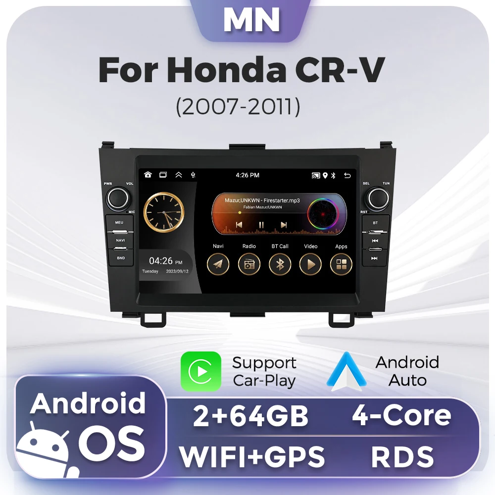 8 Inch Car Radio Stereo for Honda CRV CR-V 2007-2011 Wireless CarPlay Android Auto Touch Screen Player GPS WIFI RDS FM Autoradio