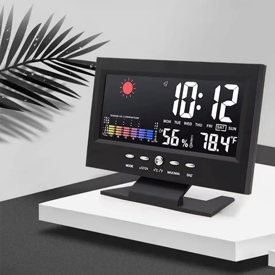 Weather Station Digital Temperature Humidity Meter Clock Thermometer Hygrometer Calendar Temperature Trend Alarm Comfort Level