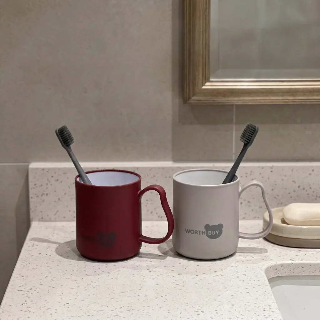Plastic Bathroom Tumbler Toothbrush Cup PP Gargle Mug with Handle Unbreakable Drinking Cup for Kids Bathroom Accessories